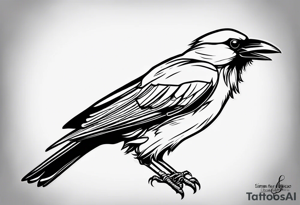 simple crow tattoo line artwork looking for the top down tattoo idea