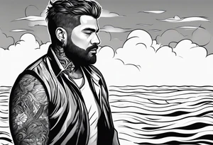 man with multiple voices in his head turning into a river tattoo idea
