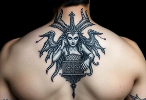 Hecate and Pandora's box, Greek mythology style tattoo idea