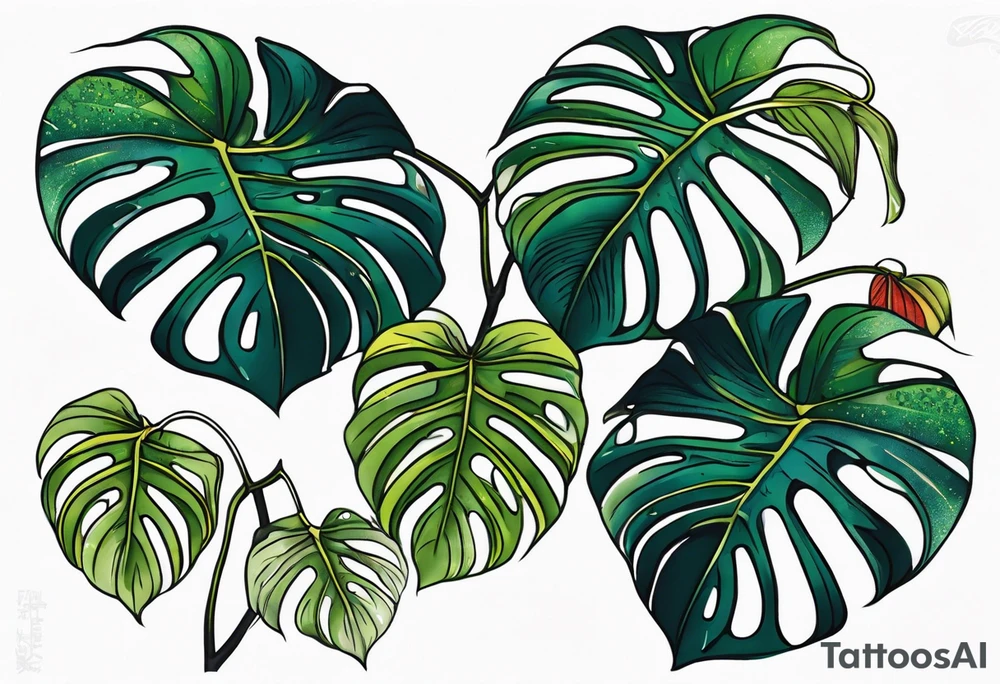 monstera leaves tattoo idea