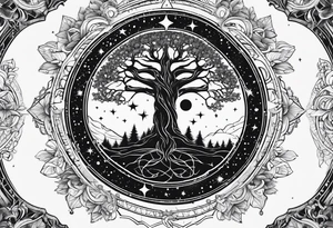 cosmic yggdrasil constellation tattoo idea