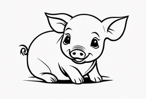 very cute piglet.
outline only.
black and white only.
only show the piglet. no extra lines or decoration.
no black shading tattoo idea