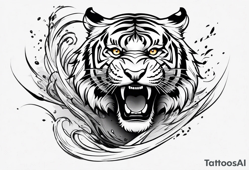 tiger leaping tattoo idea