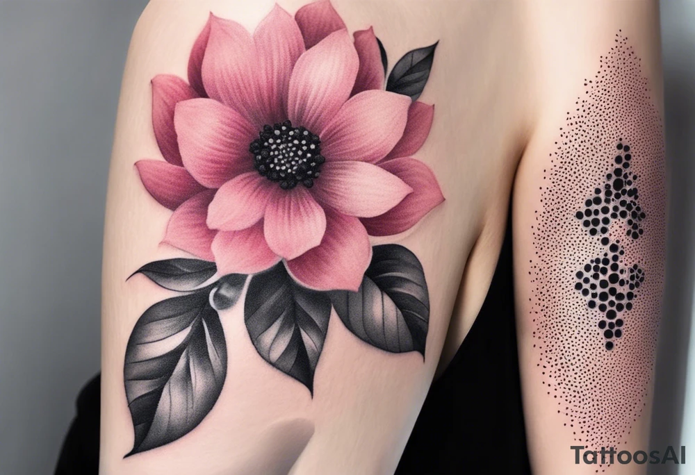 Feminine Flowers pink sleeve vertical tattoo idea