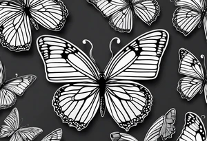 3 fine line butterflies in different positions tattoo idea