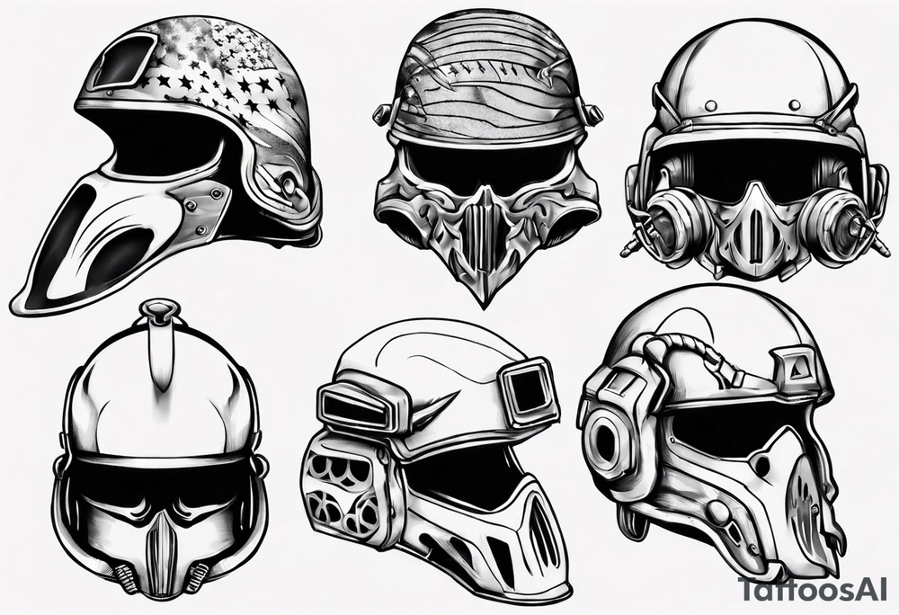 army helmet with 3 bullets tattoo idea