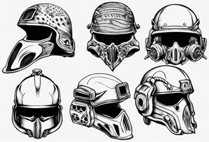 army helmet with 3 bullets tattoo idea