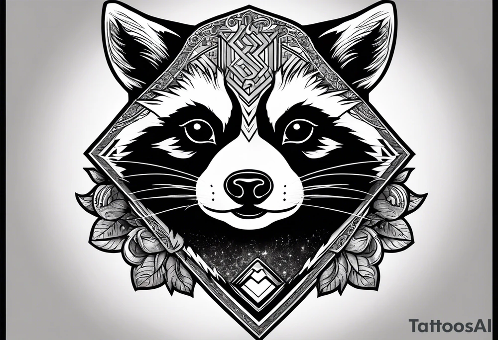 Raccoon wearing a white Superman logo on a black hoodie tattoo idea