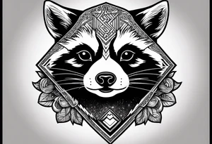 Raccoon wearing a white Superman logo on a black hoodie tattoo idea