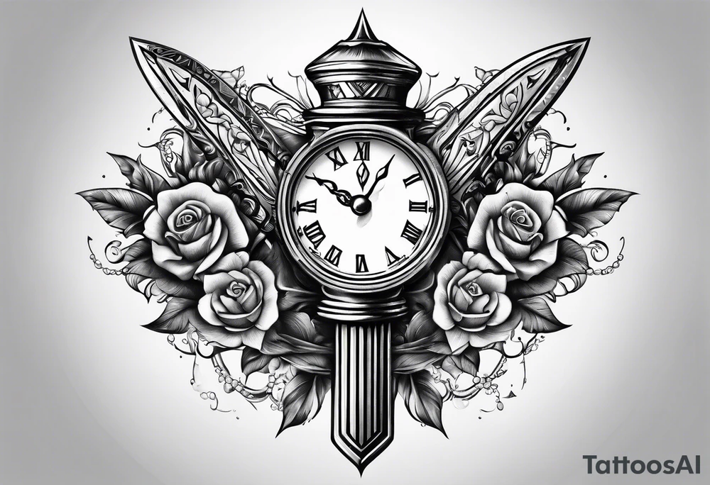 dagger with hour glass tattoo idea