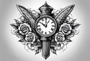 dagger with hour glass tattoo idea