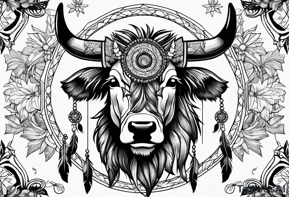 Native american taurus, flowers, dream catcher, tattoo idea Native american taurus, flowers, dream catcher, tattoo idea