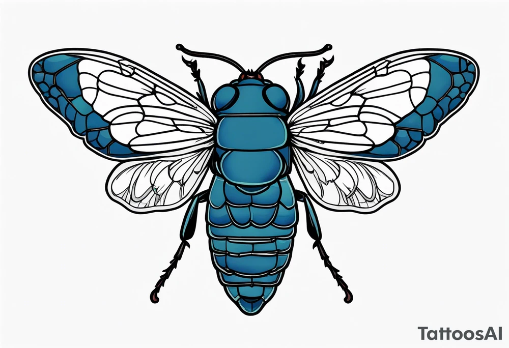 Neo traditional Cicada and blueberries tattoo idea