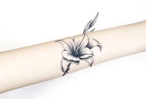 Large gladiolus on the forearm skin tattoo idea