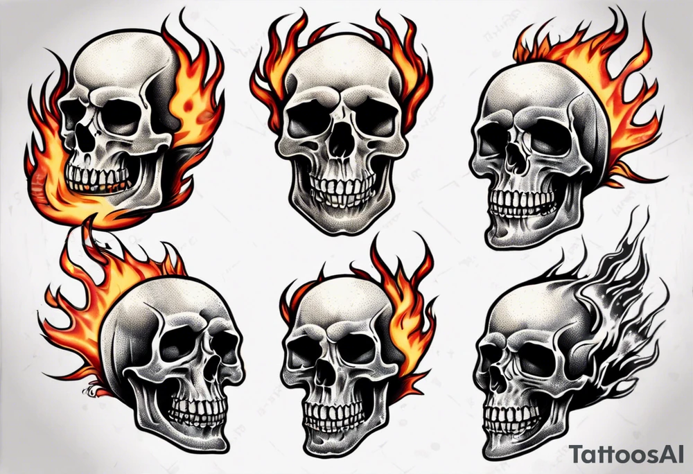 burning skull tattoo idea