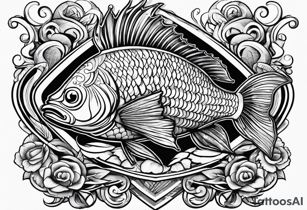 pescado adentro de un corazón tattoo idea