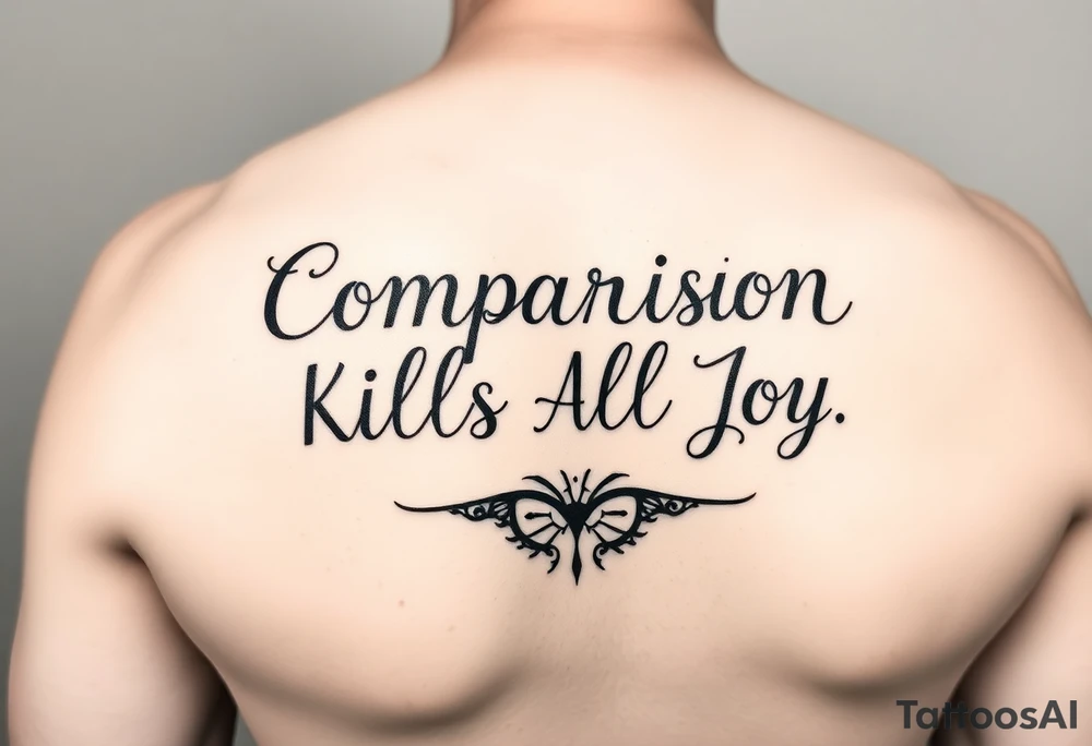 The quote Comparison Kills All Joy and then a design or something symbolic that relates to the quote on my for arm tattoo idea