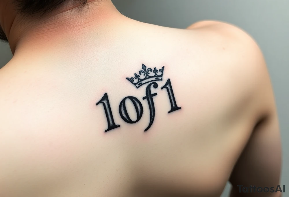 forearm I want it to say 1of1 with a crown above “of” with lightning shadow tattoo idea