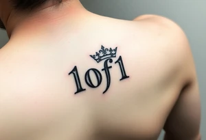 forearm I want it to say 1of1 with a crown above “of” with lightning shadow tattoo idea