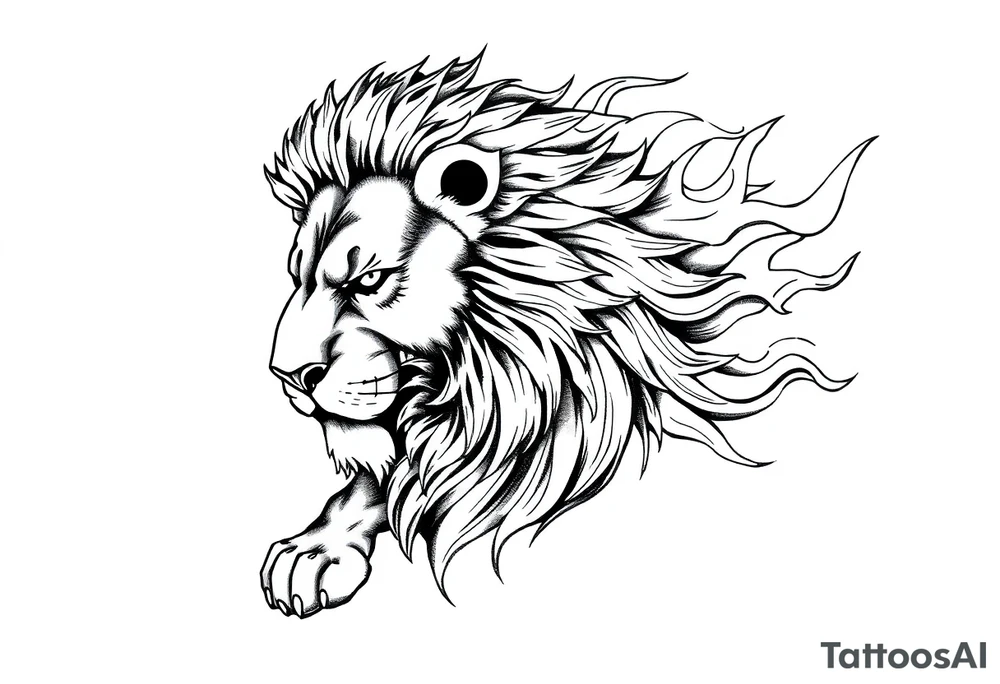 Lion in flame tattoo idea