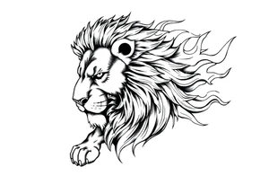 Lion in flame tattoo idea