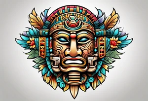 Colorful Mayan hieroglyph tattoo idea