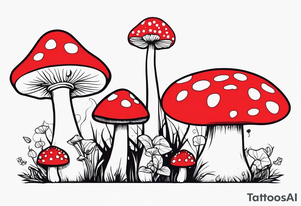 Fairy tale mushrooms tattoo idea