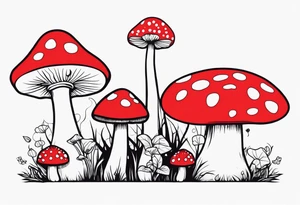 Fairy tale mushrooms tattoo idea