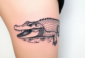 powerful crocodile swimming in water tattoo idea