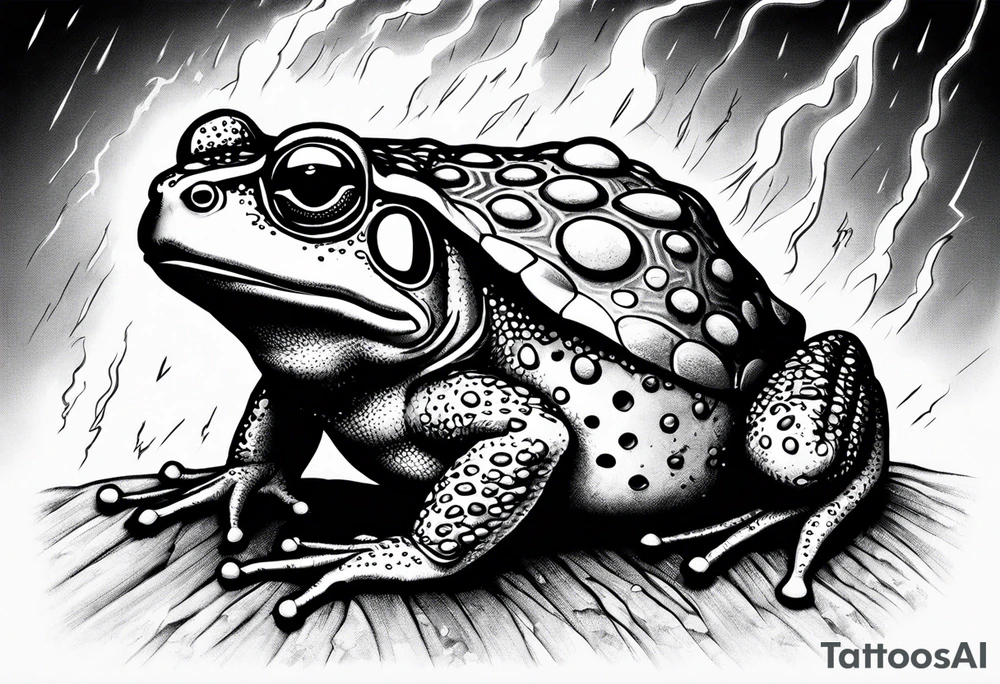 A toad in a thunderstorm tattoo idea