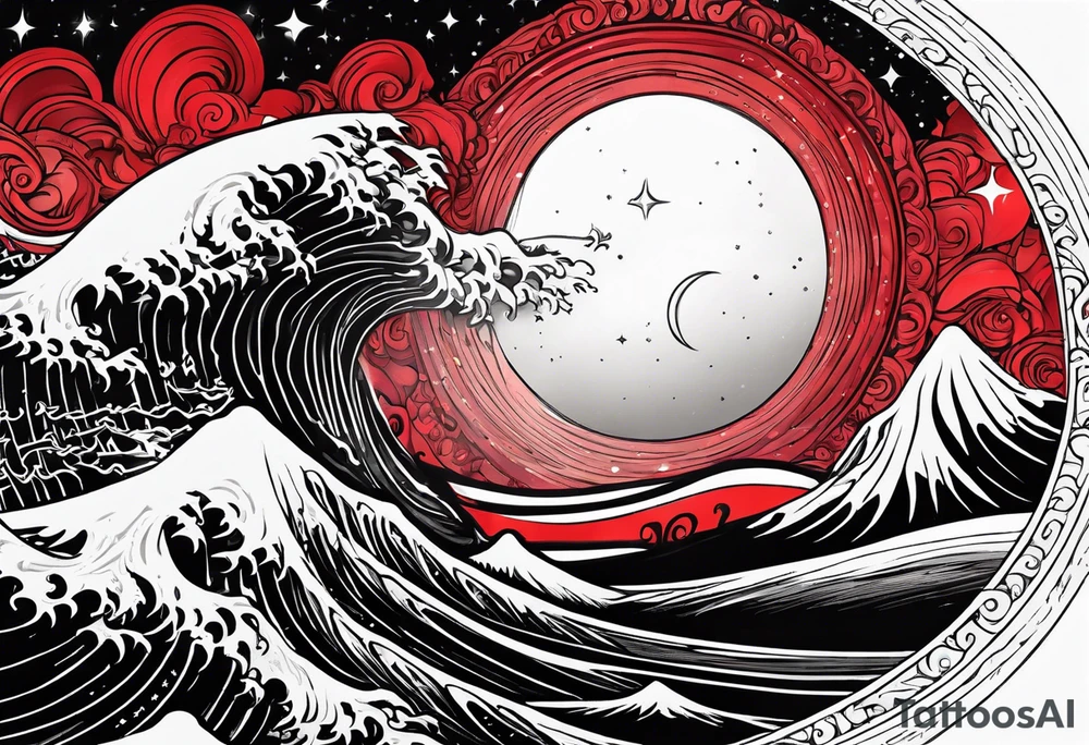 eclipse, vibrant colors (reds and blacks), end of world tattoo idea