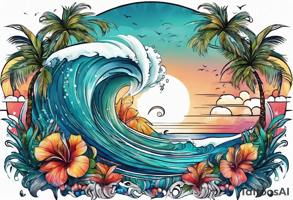 Animal , ocean, palm tattoo idea