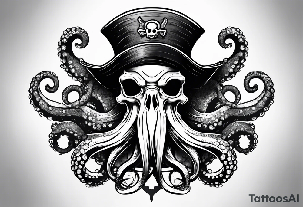octopus wearing a pirate hat tattoo idea