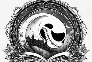 Jack Skellington with date of birth tattoo idea