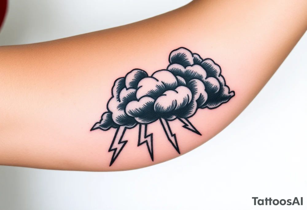 Black dark storm clouds with lightning bolts tattoo idea