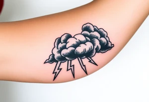 Black dark storm clouds with lightning bolts tattoo idea