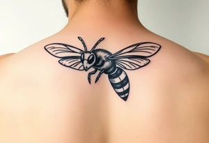 Angry hornet flying with arched body tattoo idea