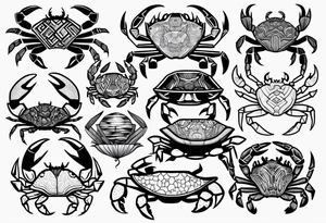 Variety of crabs style flash sheet tattoo idea