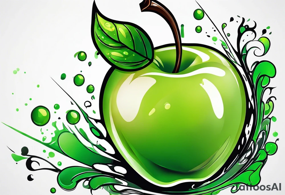 Green apple dripping tattoo idea