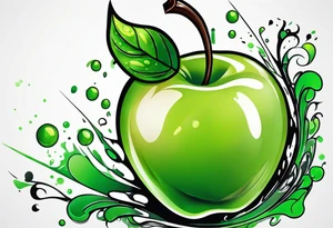 Green apple dripping tattoo idea