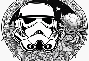 storm trooper helmet and a hermit crab tattoo idea