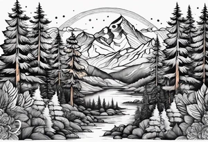 forest mountain forearm tattoo idea
