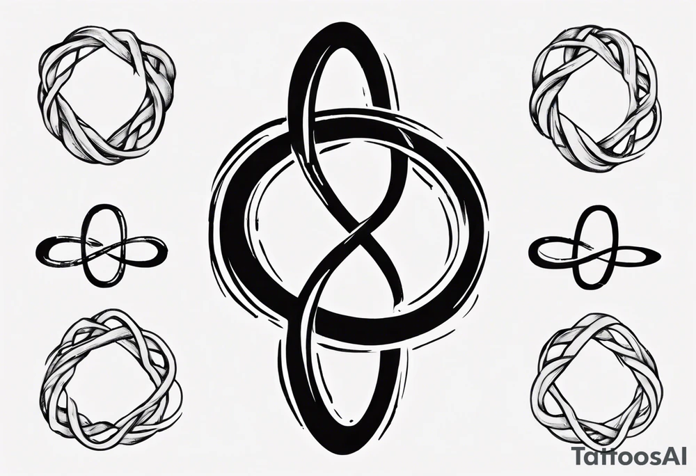 "Through thick & thin" written in the shape of an infinity sign tattoo idea