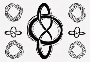 "Through thick & thin" written in the shape of an infinity sign tattoo idea