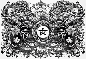 Armband tattoo, combining:
music notes, this text: タランチュラ, digits.
Add detailed patterns and air-like effects tattoo idea