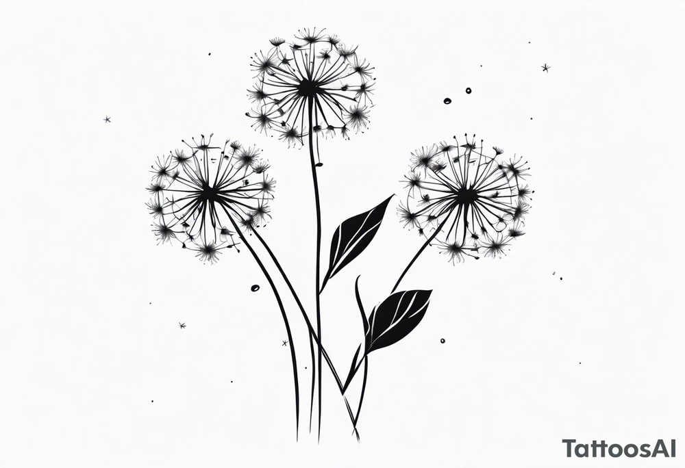 floral tattoo three dandelions tattoo idea