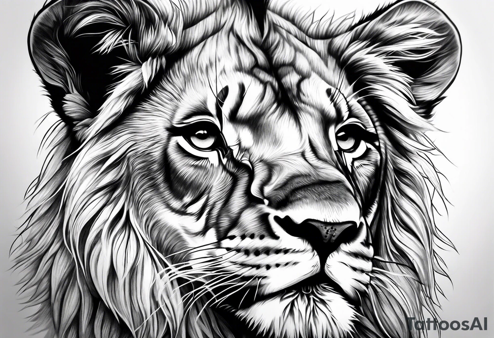 Baby lion tattoo idea