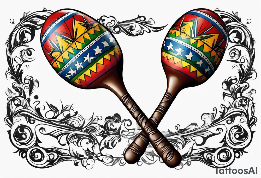 2 swinging maracas with cuban star tattoo idea