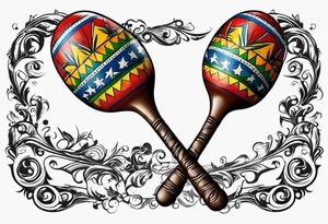 2 swinging maracas with cuban star tattoo idea