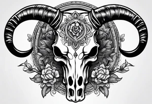 Long horn skull tattoo idea